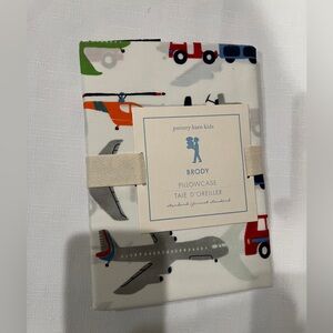 Pottery Barn Kids BRODY Standard Pillowcase Transport Car Plane Truck Helicopter